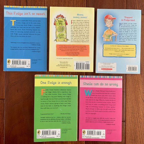 JUDY BLUME COMPLETE FUDGE SERIES 1-5 Fourth Double Shelia Super Fudge-a-mania - Picture 8 of 12